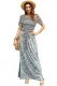 Green Floral Print Striped Belt Pockets Maxi Dress