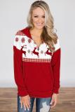 Snowflake and Reindeer Top Zip Neck Sweatshirt