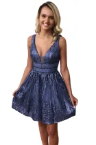 V-Neck Sequin Sparkle Homecoming Dress