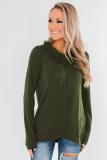 Green Casual Cowl Neck Pullover Sweatshirt