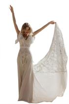 White Lace Crepe Wedding Dress