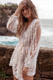 Apricot Sequin Surpliced Wrap Deep V Neck Party Mini Dress