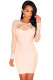Apricot Lace Nude Illusion Long Sleeves Bodycon Dress