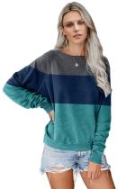 diy Green Raglan Sleeve Color Block Pullover Sweatshirt