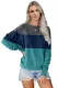 diy Green Raglan Sleeve Color Block Pullover Sweatshirt