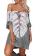 Gray Off-the-shoulder Casual T-shirt Dress with Print