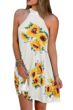 Sunflower Halter Casual Mini Dress
