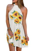 Sunflower Halter Casual Mini Dress