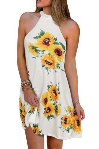 Sunflower Halter Casual Mini Dress
