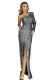 Silver Fortune One Shoulder Front Slit Sequin Gown