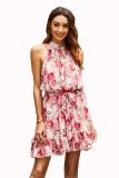 Red Floral Print Sleeveless Mini Dress