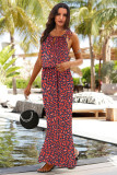 Red Floral Pattern Maxi Dress