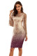 Apricot Ombre Sequin Tassel Sleeve Bodycon Evening Dress