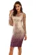 Apricot Ombre Sequin Tassel Sleeve Bodycon Evening Dress