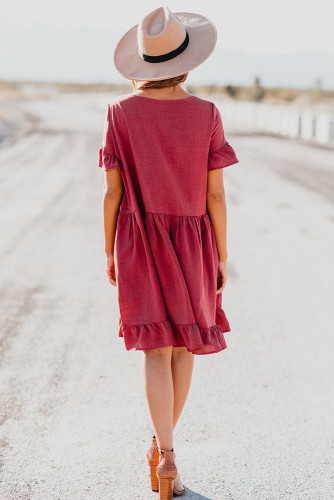 Red Ruffle Swing Dress