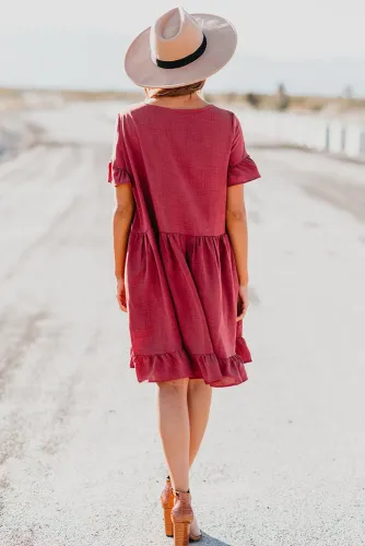 Red Ruffle Swing Dress