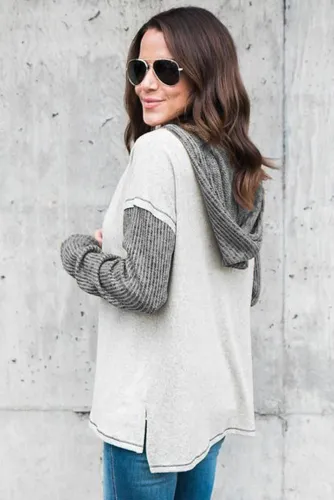 0库存未设置缺货Gray Clear As Day Contrast Knit Top 21