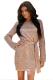 Apricot Sequin Belted Mini Dress
