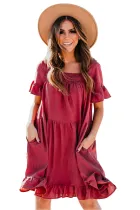 Red Ruffle Swing Dress