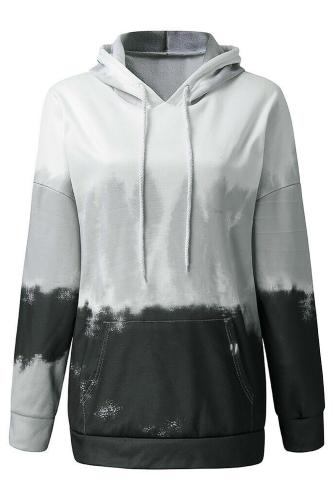 Gray Gradient Long Sleeve Pullover Hoodie