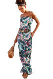 Green Bohemian Bandeau Print Maxi Dress
