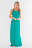 Green Cross Ruched Sleeveless Maxi Dress