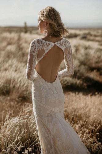 White Open Back Lace Wedding Dress