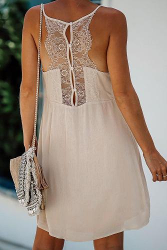 Beige Lace Babydoll Dress