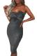 Gray Luxe Glam Knot Front Bandeau Midi Dress