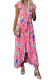 Rose Floral High Low Pocketed Tie Maxi Dress