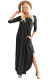 Black Pocketed Cotton Dress with Slit