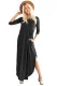 Black Pocketed Cotton Dress with Slit