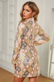 Aztec Sequin High Neck Mini Dress