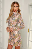 Aztec Sequin High Neck Mini Dress