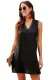 Black Eyelash V Neck Sleeveless Shift Mini Dress