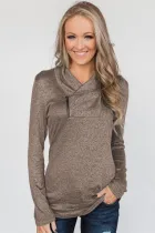 Brown All This Time Zipper Pullover Top 21