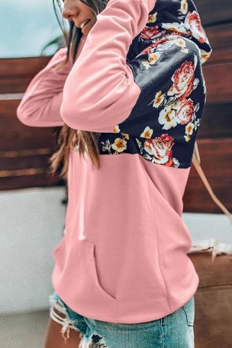 Pink Floral Pullover Hoodie