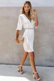 White Embroidered Sequin Mini Dress