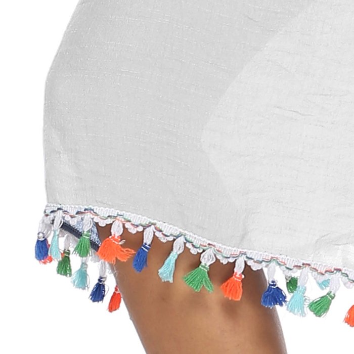 Accesoriu Loose pentru Plaja, cu Ciucuri Colorati, Maneca Carlig, Cusaturi Floare