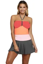 Orange Color Gradient Sweet Halter Swimdress