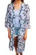 Dark Blue Floral Side Slit Boho Kimono