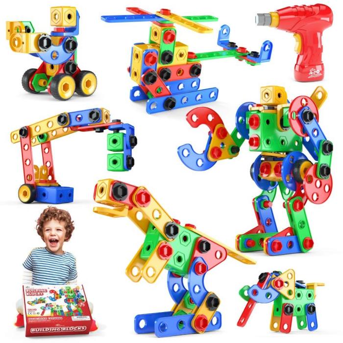 Toy kit with electric drill and storage box