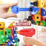 Toy kit with electric drill and storage box
