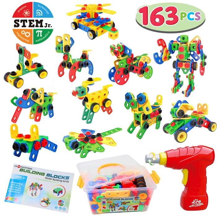 Toy kit with electric drill and storage box
