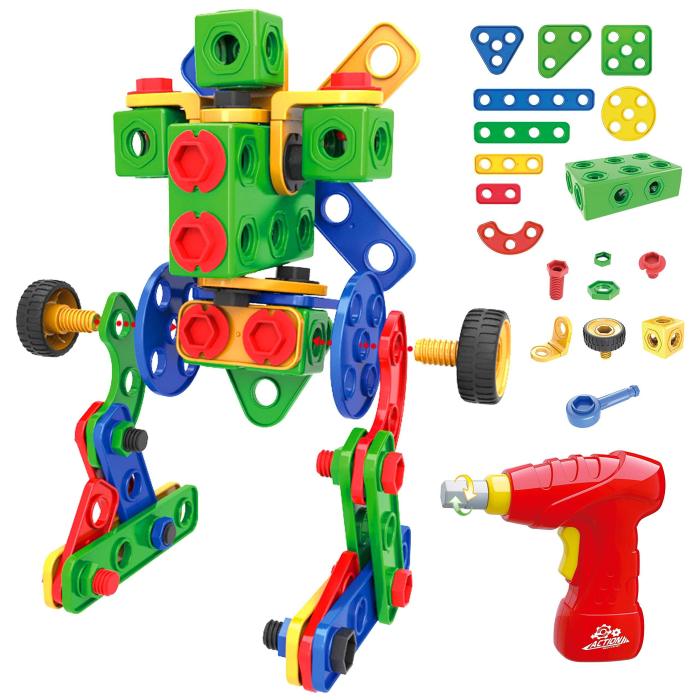 Toy kit with electric drill and storage box