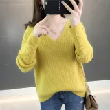 Copy 【厂家直销】MV领纯色针织衫打底套头长袖韩版宽上衣