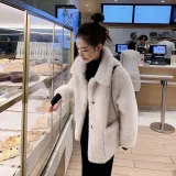减龄洋气轻熟风韩版冬装外套羊羔毛加绒加厚洋气打底衫两件套