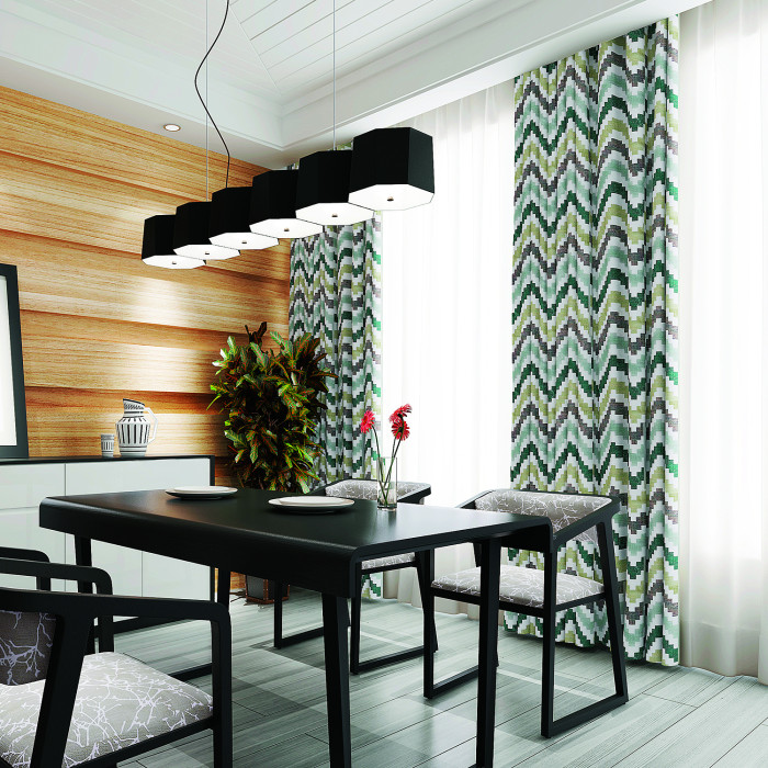 Chevon Zigzag Print Polyester Cotton Curtain ADA