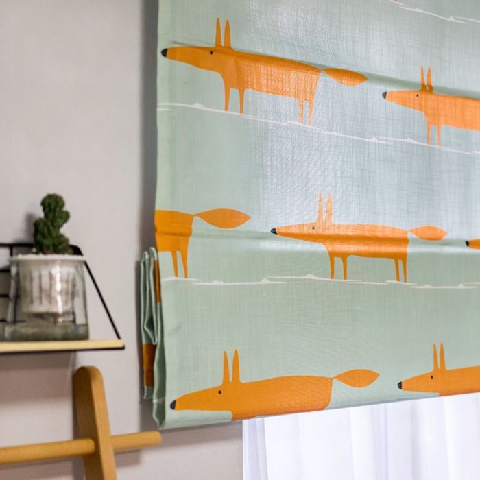 Print Polyester Roman Shade In Orange
