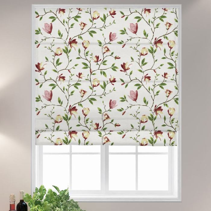 CORA Botanical Flower Print Polyester Cotton Roman Shade